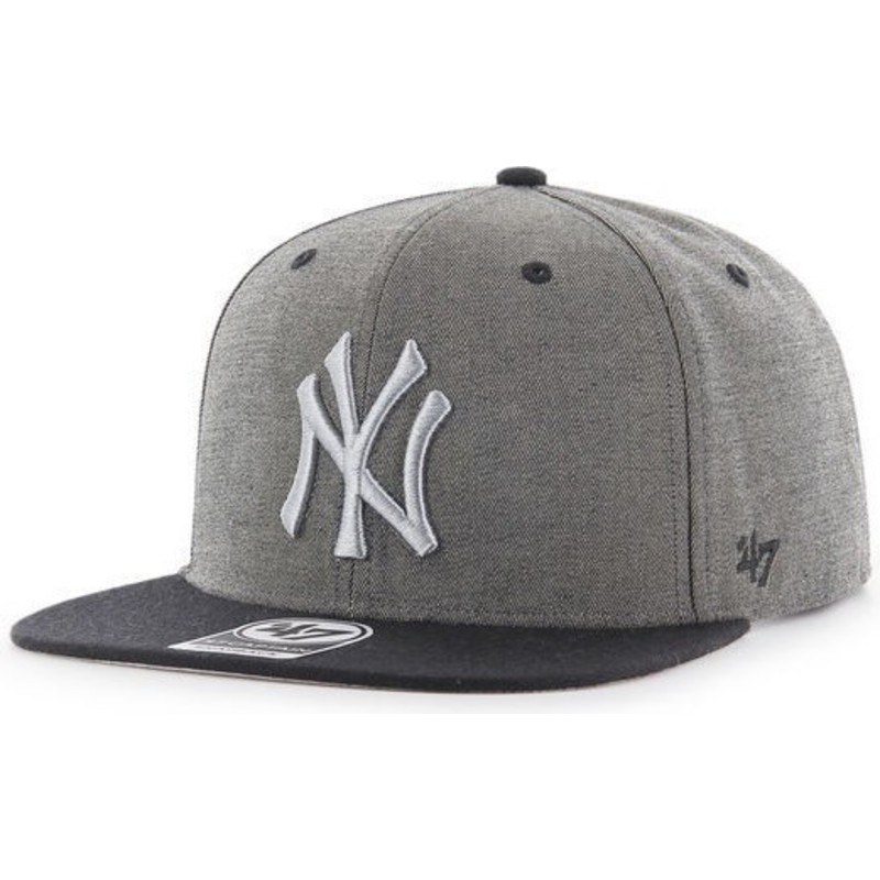 47-brand-flat-brim-new-york-yankees-mlb-captain-mottled-snapback-cap-grau
