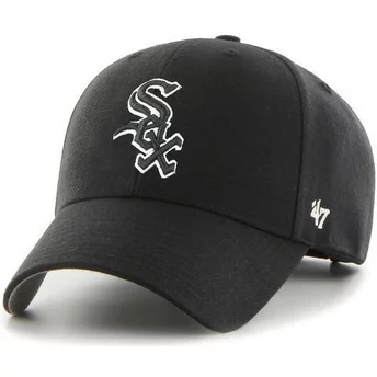 47 Brand Curved Brim Schwarz-Weiß-Logo Schwarzes Logo Chicago White Sox MLB MVP Snapback Cap schwarz