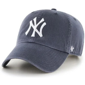 Czapka z zakrzywionym daszkiem szara denim New York Yankees MLB Clean Up marki 47 Brand