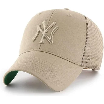 Czapka trucker beżowa z beżowym logo New York Yankees MLB MVP Branson od 47 Brand