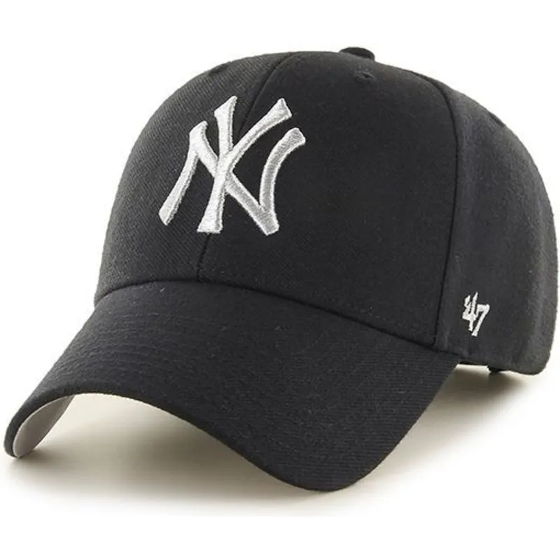 mutzen-gebogen-schwarz-verstellbares-band-plata-der-new-york-yankees-mlb-von-47-brand