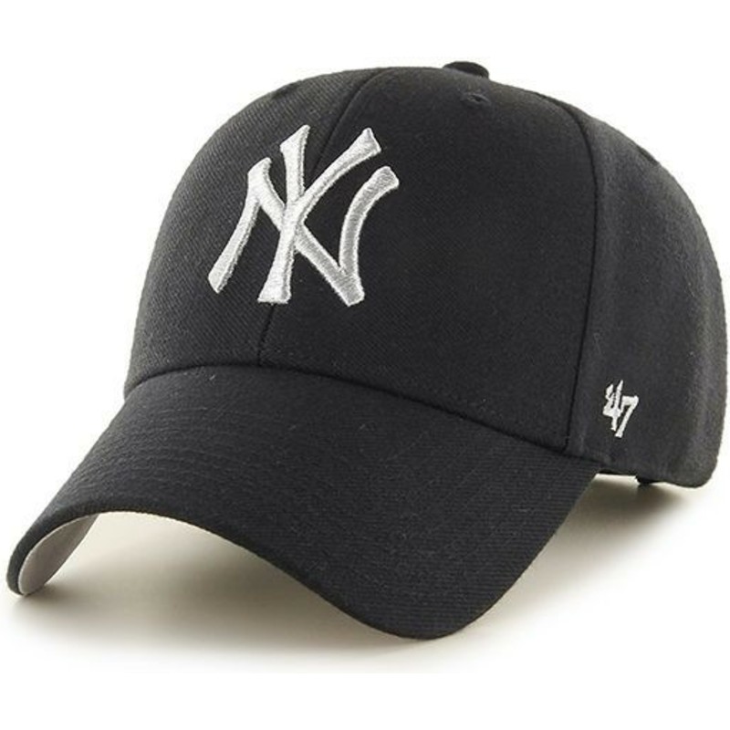casquette-courbee-noire-avec-logo-argent-new-york-yankees-mlb-mvp-metallic-47-brand
