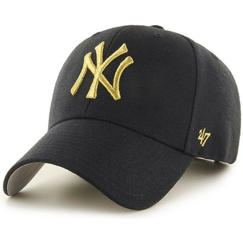 47-brand-curved-brim-gold-log-new-york-yankees-mlb-mvp-metallic-cap-schwarz