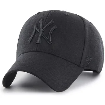 Svart böjd keps snapback med svart logotyp New York Yankees MLB MVP av 47 Brand