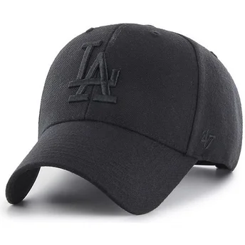 Schwarze gebogene Snapback-Kappe mit schwarzem Logo der Los Angeles Dodgers MLB MVP von 47 Brand