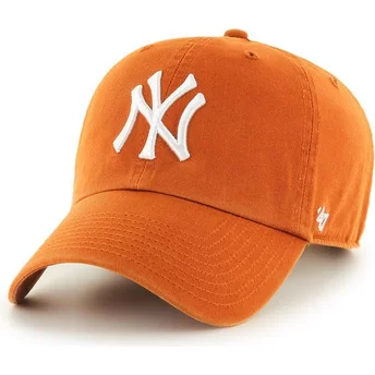 47 Brand Curved Brim New York Yankees MLB Clean Up Cap orange