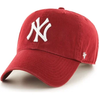 47 Brand Curved Brim New York Yankees MLB Clean Up Dark Red Cap