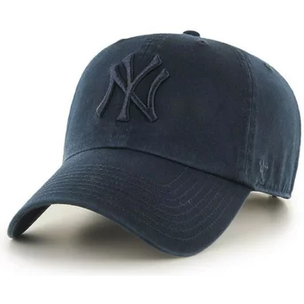 47 Brand Curved Brim Marineblaues Logo New York Yankees MLB Clean Up Cap marineblau
