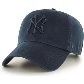 Czapka z zakrzywionym daszkiem w kolorze granatowym z granatowym logo New York Yankees MLB Clean Up marki 47 Brand