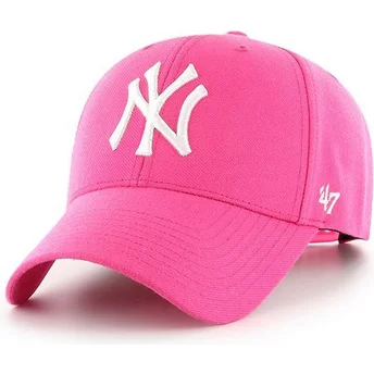 47 Brand Curved Brim New York Yankees MLB MVP Magenta Snapback Cap pink