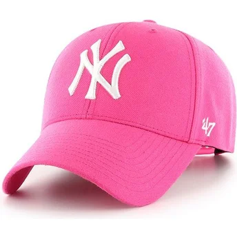 Różowa magenta czapka z zakrzywionym daszkiem typu snapback New York Yankees MLB MVP marki 47 Brand