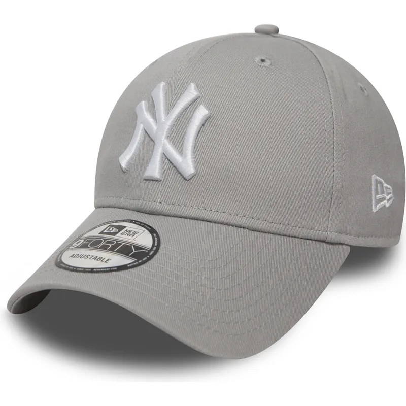 graue-verstellbare-curved-cap-9forty-essential-der-new-york-yankees-mlb-von-new-era