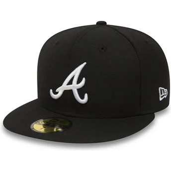 Gorra plana negra ajustada 59FIFTY Essential de Atlanta Braves MLB de New Era