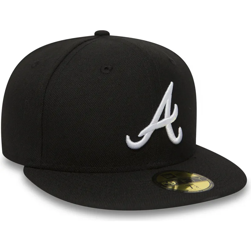 cappello-piatto-nero-aderente-59fifty-essential-di-atlanta-braves-mlb-di-new-era