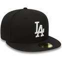 berretto-piatto-nero-aderente-59fifty-essential-dei-los-angeles-dodgers-mlb-di-new-era