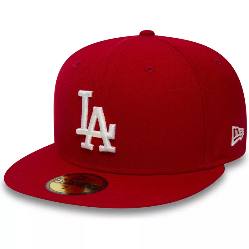 new-era-flat-brim-59fifty-essential-los-angeles-dodgers-mlb-fitted-cap-rot
