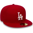 czerwona-plaska-czapka-dopasowana-59fifty-essential-los-angeles-dodgers-mlb-od-new-era