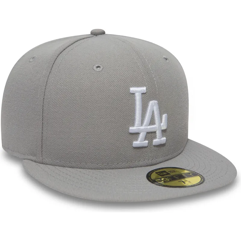 cappello-piatto-grigio-chiuso-59fifty-essential-dei-los-angeles-dodgers-mlb-di-new-era