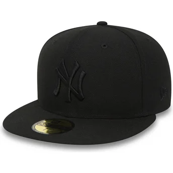 Cappello piatto nero aderente 59FIFTY Black on Black dei New York Yankees MLB di New Era