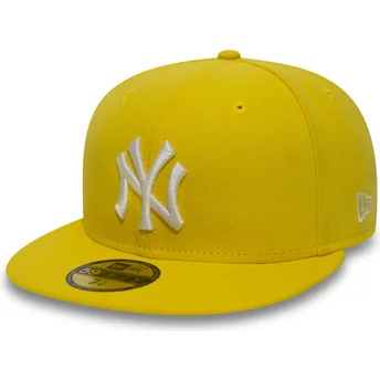 new-era-dunkelgelb-flat-brim-59fifty-essential-new-york-yankees-mlb-fitted-cap-gelb