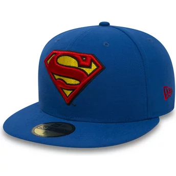 New Era Flat Brim 59FIFTY Superman Character Essential Warner Bros. Fitted Cap blau