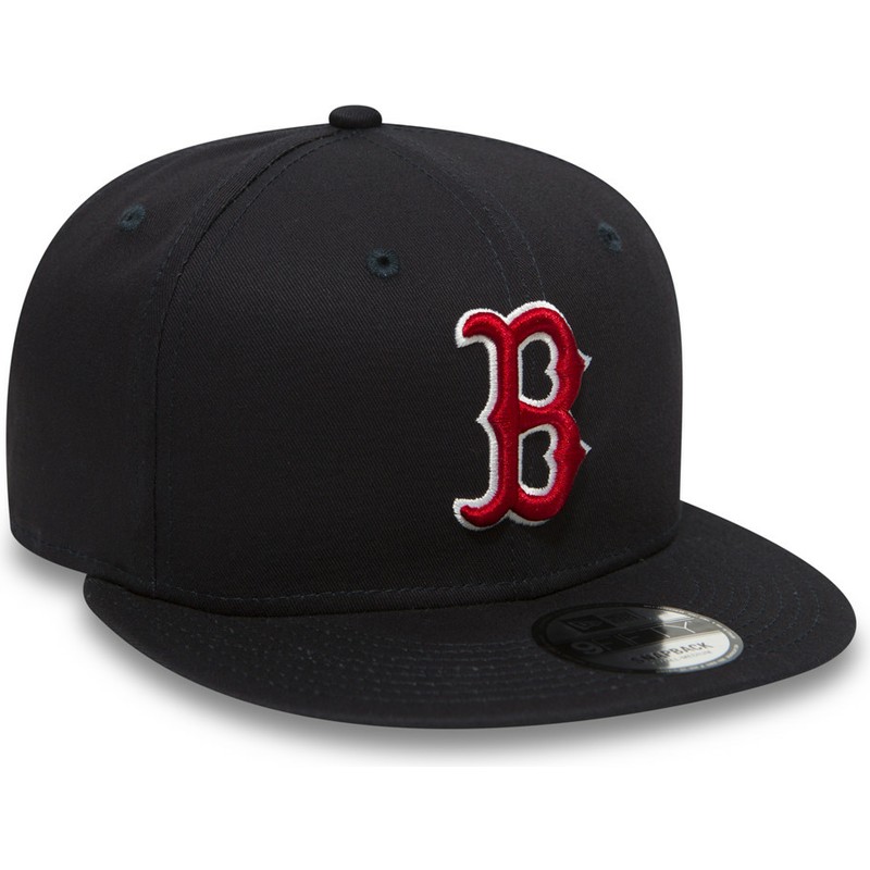 new-era-flat-brim-9fifty-essential-boston-red-sox-mlb-snapback-cap-marineblau
