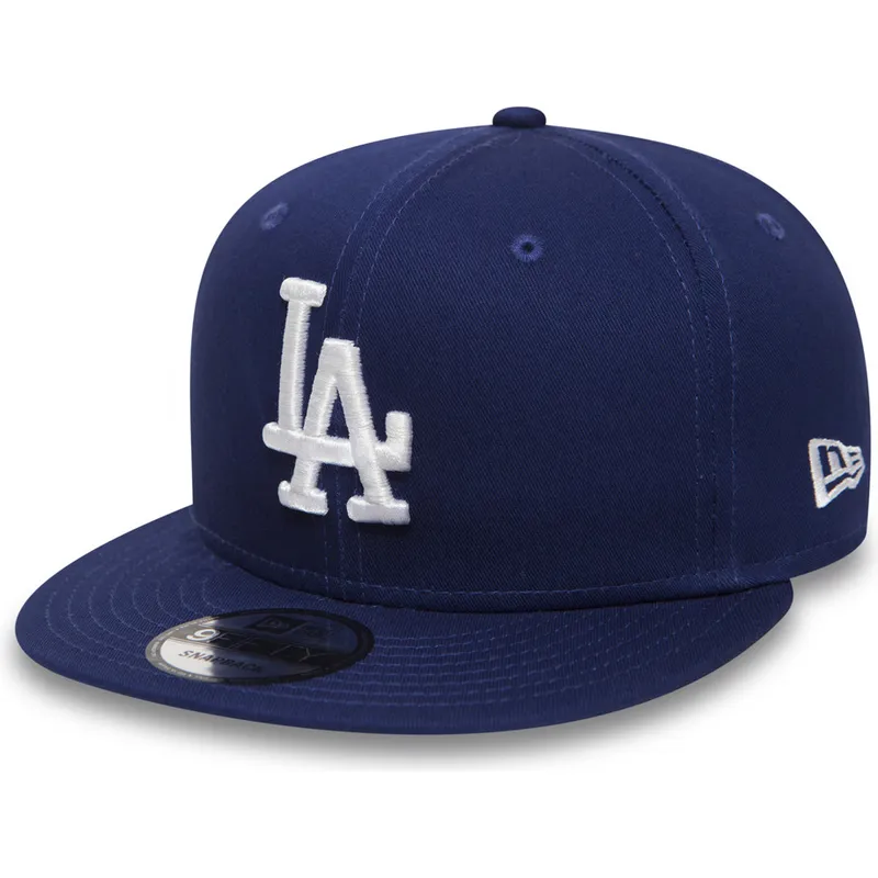 flache-blaue-verstellbare-9fifty-essential-kappe-der-los-angeles-dodgers-mlb-von-new-era