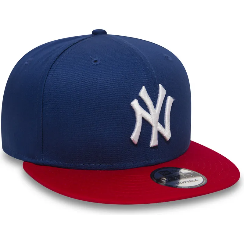 mutzen-flach-blau-snapback-ajustable-9fifty-cotton-block-der-new-york-yankees-mlb-von-new-era