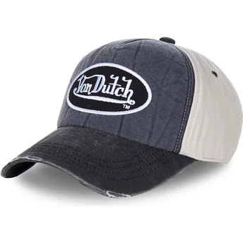 Von Dutch Curved Brim JACK7 Navy Blue and White Adjustable Cap