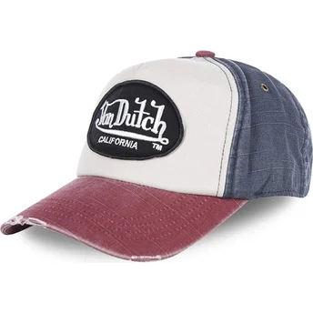 Von Dutch Curved Brim JACKBWR White, Blue and Red Adjustable Cap