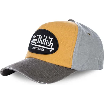 Von Dutch Curved Brim JACKGOG Yellow and Grey Adjustable Cap