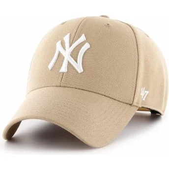 47 Brand Curved Brim New York Yankees MLB MVP Beige Snapback Cap