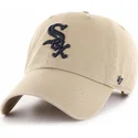 casquette-courbee-beige-avec-logo-noir-chicago-white-sox-mlb-clean-up-47-brand