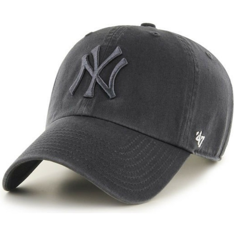 casquette-courbee-grise-fonce-avec-logo-grise-fonce-new-york-yankees-mlb-clean-up-47-brand