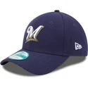 new-era-curved-brim-9forty-the-league-milwaukee-brewers-mlb-adjustable-cap-marineblau