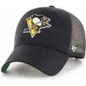 47-brand-yellow-logo-pittsburgh-penguins-nhl-mvp-branson-black-trucker-hat