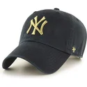 schwarze-gebogene-kappe-mit-goldenem-new-york-yankees-logo-mlb-clean-up-metallic-von-47-brand