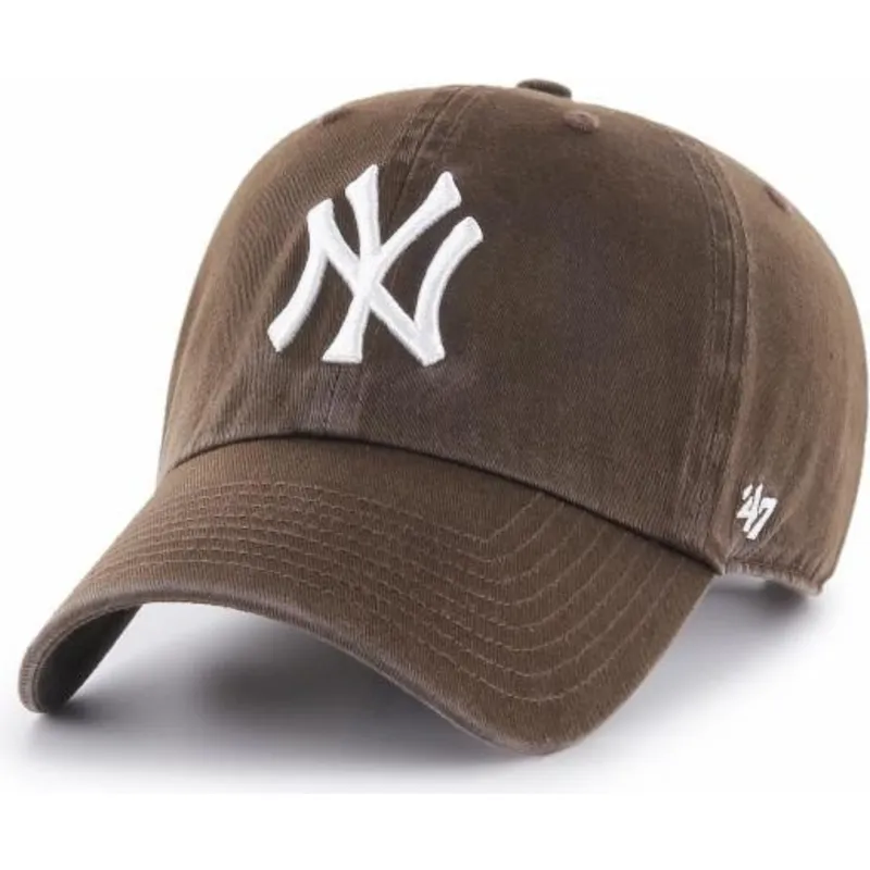 cappellino-curvo-marrone-scuro-di-new-york-yankees-mlb-clean-up-di-47-brand