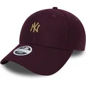 new-era-mlb-new-york-yankees-9forty-melton-verstellbare-kappe-mit-gebogenem-schirm-in-bordeaux-mit-goldfarbenem-logo