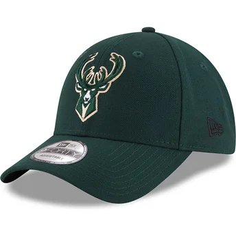 New Era Curved Brim 9FORTY The League Milwaukee Bucks NBA Green Adjustable Cap