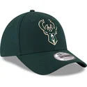 new-era-curved-brim-9forty-the-league-milwaukee-bucks-nba-green-adjustable-cap