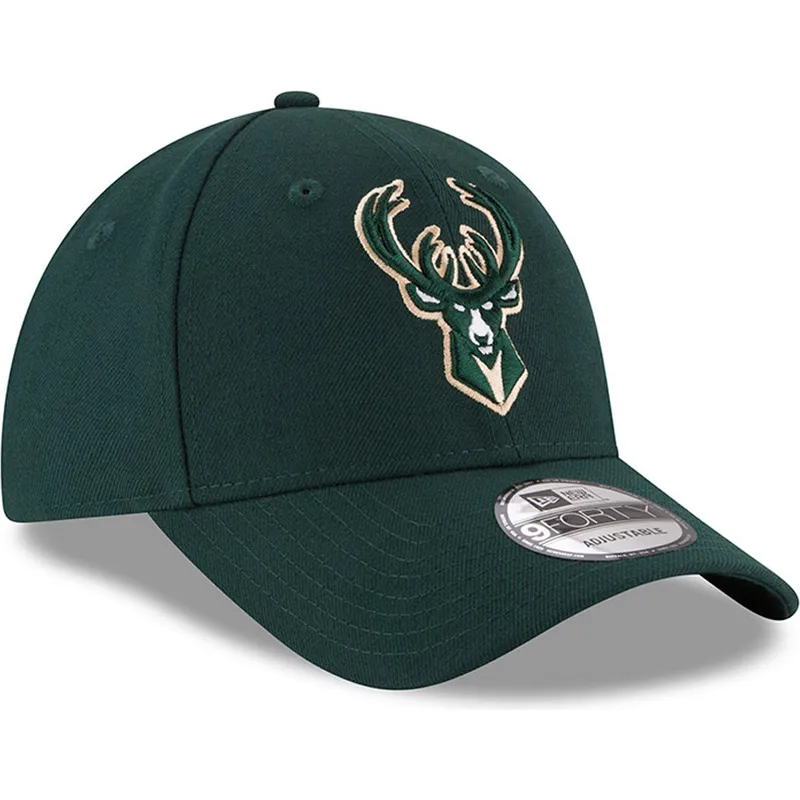 grune-verstellbare-curved-cap-9forty-the-league-der-milwaukee-bucks-nba-von-new-era