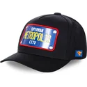 schwarze-snapback-cap-mit-gebogenem-schirm-und-superman-metropolis-city-sup1-dc-comics-plakette-von-capslab