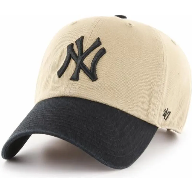 mutzen-gebogen-beige-verstellbares-band-negro-der-new-york-yankees-mlb-von-47-brand