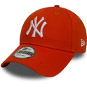 verstellbare-orangefarbene-9forty-essential-kappe-der-new-york-yankees-mlb-von-new-era