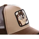 capslab-tasmanian-devil-taz2-looney-tunes-brown-trucker-hat