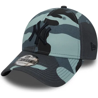 new-era-curved-brim-schwarzes-logo-9forty-essential-de-new-york-yankees-mlb-adjustable-cap-camo-und-blau