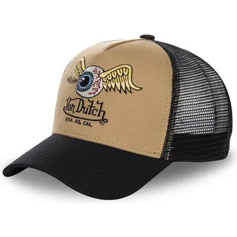 Brązowo-czarna czapka trucker MOU od Von Dutch