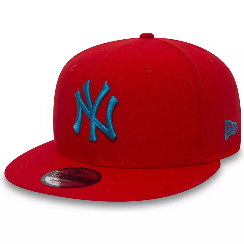 new-era-flat-brim-blaues-logo-9fifty-essential-league-new-york-yankees-mlb-snapback-cap-rot