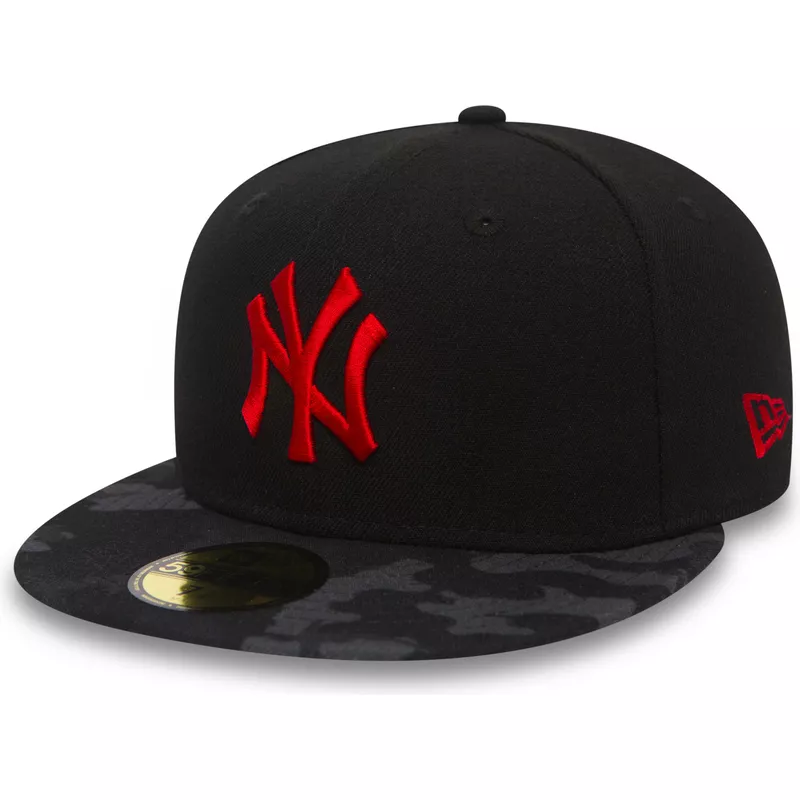 new-era-flat-brim-rotes-logo-59fifty-contrast-camo-new-york-yankees-mlb-fitted-cap-schwarz